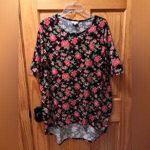 LulaRoe High-Tow Tunic, EUC, Floral Print w/ Hidden Unicorns, Size Medium